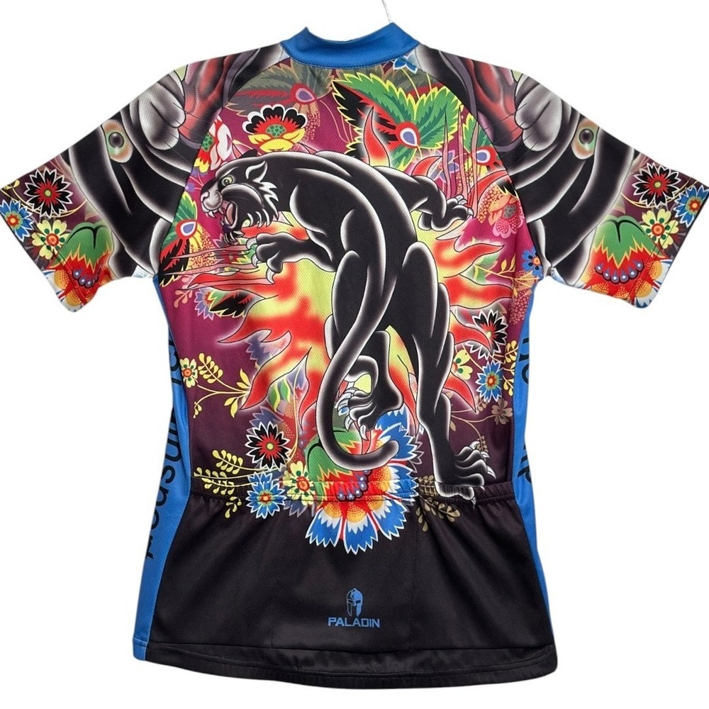 Paladin Cycling Jersey Women Multicolor Panther Tattoo Full Zip Road Bike Bold L